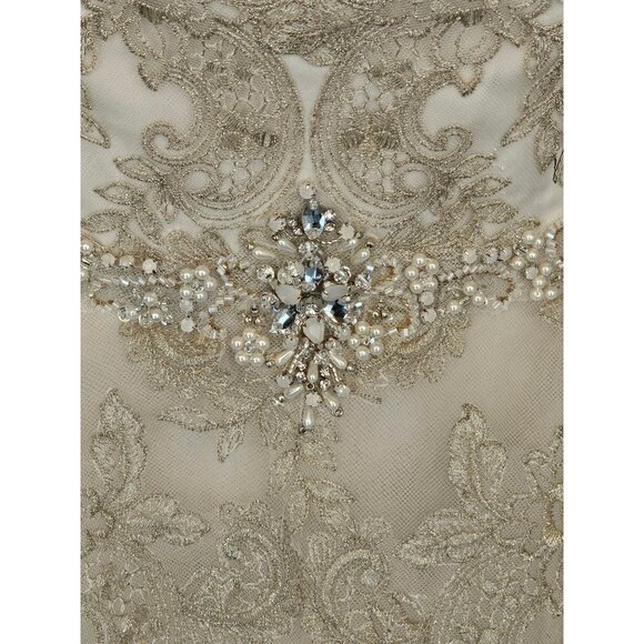 Champagne/Gold Embroidered High/Low Wedding Gown - Private Label by G - Picture 6 of 11